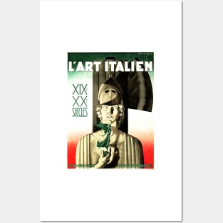 L 'ART ITALIEN Century Celebration Italy Marble Statue Vintage Art Deco Posters and Art